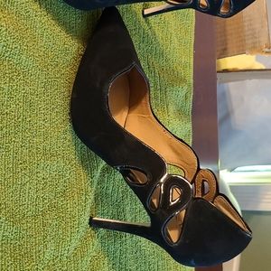 Suede black heels